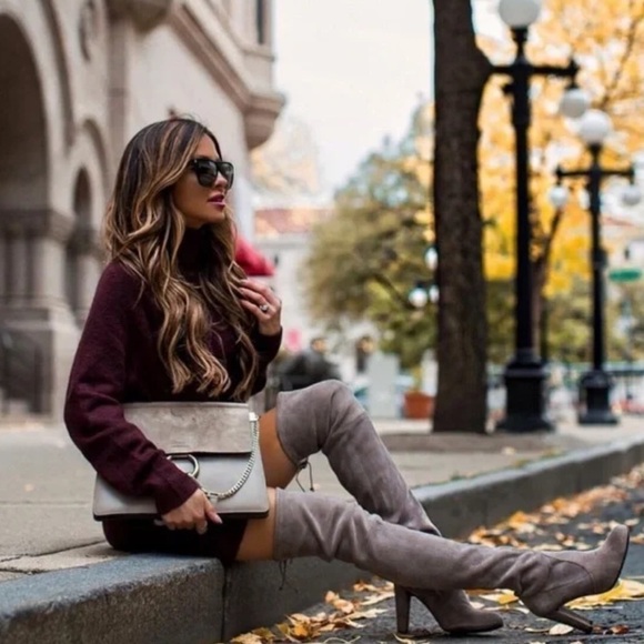 Sam Edelman Kent Dark Gray Faux Suede Over The Knee Boots New Without Box 9 - Picture 7 of 16